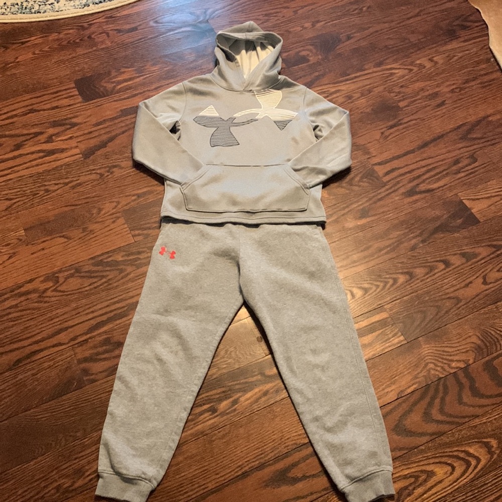 2-PIECE UNDER ARMOUR GRAY SWEATPANTS & GRAY COLDGEAR HOODIE; BOTH MEDIUM YOUTH - Picture 1 of 9